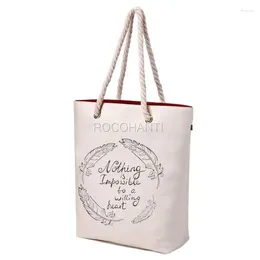 Confezione regalo 100x Borsa personalizzata con manico in corda di tela bianca Tote Beach spessa 16 Oz.Per sacchetti da imballaggio