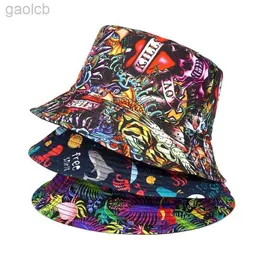 Breite Krempe Hüte Eimer Sommer Sonnenschutz Hut für Männer Panama Kappe Drucken Hip Hop Gorros Angeln Fischer Doppelseitige Tragen mode Eimer 24323