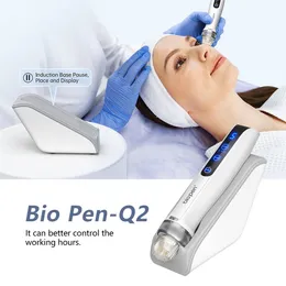 Nyaste 4 i 1 derma penna Q2 Bio Pen Ems Electroporation Face Lyftande hudföryngring Pekskärm Röd blå ljus Hår Återväxtverktyg
