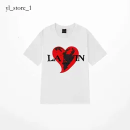 Lanvins Tshirt Erkek Tişört Tasarımcı Lüks Klasik Sandık Mektup Baskılı Erkek ve Kadın Lanvis Gömlek Top Yaz Nefes Alabilir Yüksek Lanvin Moda Tshirt 7386