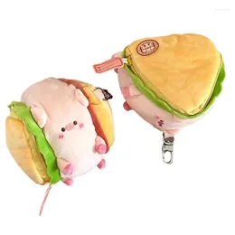 Keychains E0BF Playful Sandwich Pig Keychain Lovely Loose Change Wallet Car Keys Accessories