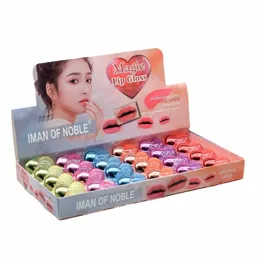 Partihandel 24 st -paljett läppglans söt hjärtformad färgutbytad flickor kvinna kawaii naturliga fuktgivande läppar makeup bulk m7fc#