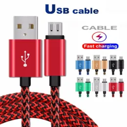 Cavi USB 2A Tipo C Sincronizzazione dati Ricarica Adattatore telefonico Spessore Cavo micro intrecciato resistente per iPhone Samsung Huawei Xiaomi