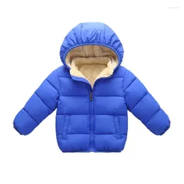 Down Coat Kids Winter Warm Jacket Baby Boys Plus Velvet Cotton Toddler Girls Solid Outerwear Children Ings