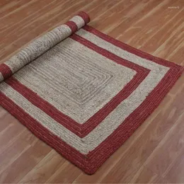 Carpets Area Rug Rustic Look Jute Rectangle Natural Hand Braided Farmhouse