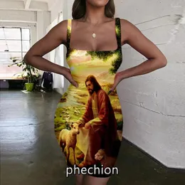 Casual Dresses Phechion Jesus Kristus 3D Print Dress Women Halter ärmlösa Fashion Ladies Roman Sexig Womens Clothing G42