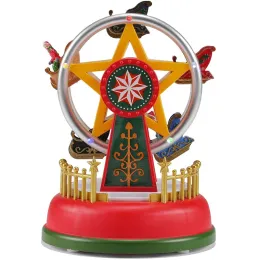 Boxes Carnival Animated Ferris Wheel Christmas Scene Illuminated Village Collection, Home Desk Decoration, Displays LED Lights Musical