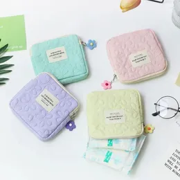 Förvaringspåsar Sanitär servett Floral Cotton Cute Korea Coin Purse Jewelry Organizer Card Pouch Case Lit Makeup Cosmetic