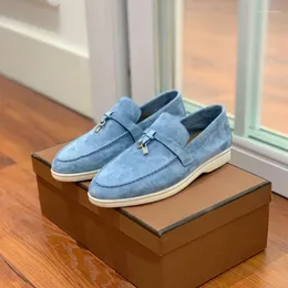 Casual Shoes Suede Mules For Women 2024 Flat Summer Charms Walk Loafers Spring Leather Low Top Lady