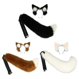 2pieces Wolf Tail Ears pannband Set Halloween Christmas Fancyparty Costumes Toy Gift for Woman Men Cosplay 240312