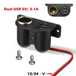 USBポートソケットDC 5Vダブル3.1A充電器ビルトインカーキャンパーマルチプラグポートアダプター充電車