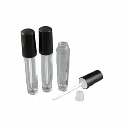 6 ml 50 pezzi trasparente acrilico lip gloss ctainers coperchio nero vuoto rossetto liquido bottiglia riutilizzabile rotonda fai da te lip smalto tubi di imballaggio m0zf #