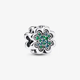 SPLICTable Four Leaf Clover Charm 925 Sterling Silver Silver Charm Set Set Bracelet Making Green Beads Charms Designer Netlace Pendant Original Box Factory بالجملة