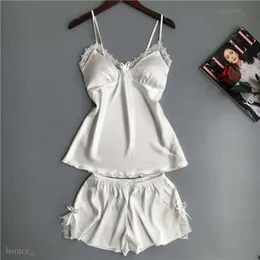 Sexy bielizna damska satynowa jedwabna piżama letnia spaghetti paska do snem