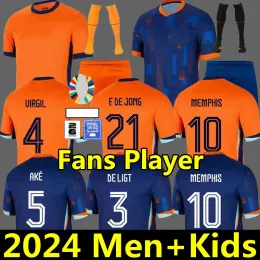 2024 Euro Cup Nederländerna Soccer Jerseys Memphis Jong Virgil de Ligt Gakpo Dumfries Bergvijn Klaassen fans spelar fotbollsskjorta män barn kit 24 25 hem borta