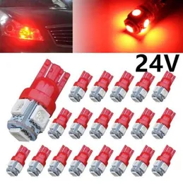 50PCSPACK 24V CAR RED T10 LED W5W 5SMDウェッジバルブライト194 168 2825 501サイドバックアッププレートライセンスブレーキドームリーディングテールスーパー6654121