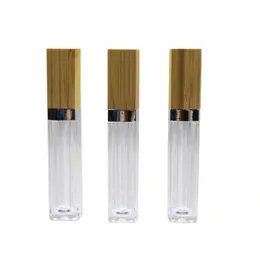 6ml tubo quadrato vuoto per lucidalabbra tappo in legno di bambù bottiglia trasparente balsamo per labbra Ctainer imballaggio cosmetico Ctainer 10 pezzi 25 pezzi P8tk #