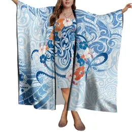 Partykleider Benutzerdefinierte polynesische samoanische Hawaii-Stil Damen Strand Sonnenschutz Schal Sarong Schal Dame leichtes Kleid Set 1 Mindestbestellmenge