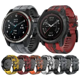 إكسسوارات QuickFit 26 22 مم حزام سيليكون مموه لـ Garmin Quatix 7 7x Solar Edition/Tactix 7 Pro/Fenix ​​Watch Band Bracelet