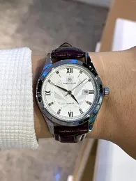 Zegarek na rękę brązowy, prawdziwy skórzany zegarek męski znakomity i modny wodoodporny kwarc biznesowy