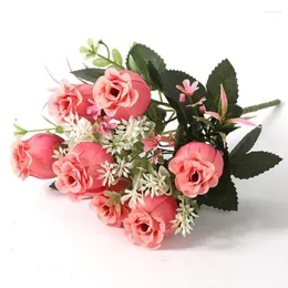 Dekorativa blommor konstgjorda för dekoration rose pion silk liten bukett flores fest vår bröllop mariage falsk blomma