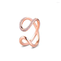 Cluster Rings Rose Wrapped Open Infinity Ring 925 Sterling Silver Wedding for Women Jewelry Anillos Mujer