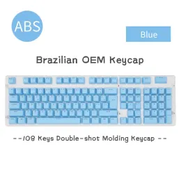 Teclados 108 chaves brasileiros abnt2 layout keycaps oem perfil de tiro duplo capcapa de chaves abs para teclado mecânico tiro duplo tampa backlit taps