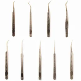 Tdance pincett Fish Scale Champagne Gold Curved Tip Tools Eyel Extensi Stainl Steel High Preisi Anti-Static Ticker S44F#