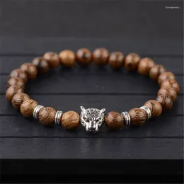 Strand Pulseras Mala Leopard Head Bracelet Drop Buddha Wood Beaded Chakra Rosary Bracelets For Women Men Top 108 Beads Jewelry