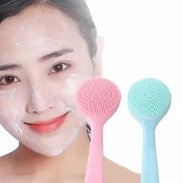 Doppelseitige Silice Gesichtsreiniger Bürste Weiches Haar Gesichtsmassage W Pinsel Mitesser Entferner Tragbares Hautpflege-Werkzeug 89fY #