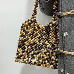 Borsoni Borsa personalizzata con perline di legno Vendita di borse di marca di marca Borse da donna fatte a mano da donna per feste Messaggero estivo a spalla