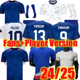 16-4xl Maglie da calcio USAS 2024 2025 Copa America USWNT Woman KID KIT USMNT 24/25 Home Away Shirts Football Uomini Versione giocatore Pulisic Smith Morgan Balogun Plus