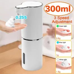 Dispensador de sabão de mão automático volume de espuma ajustável montado na parede à prova dtouchless recarregável para casa banheiro cozinha 240313