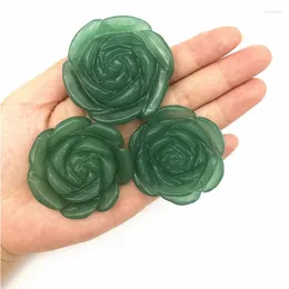 Decorative Figurines Beautiful 1PC Natural Aventurine Rose Flower Hand Carved Crystal Flowers Healing Stones Decor Quartz Crystals