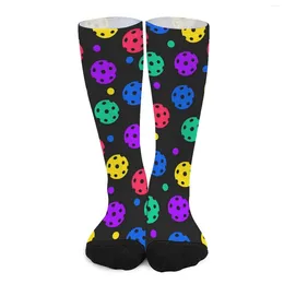 Women Socks Ball Print Colorful Pickleball Funny Stockings Autumn Anti Slip Men High Quality Custom Outdoor Sports