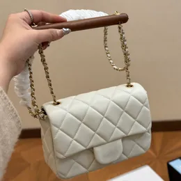 Classic Women 22k Designer Crossbody Bag Tote Luxury Diamond Pattern Serial Number Quilted Shoulder Bag Small Genuine Sheep Leather Gold Chain White Handbag