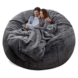 Krzesło Yudoutech (tylko poduszka, bez wyściółki), duże okrągłe miękkie puszyste PV Veet Washable Bean Bag Lazy Sofa Pokrywa dla dorosłych, salonu i sypialni