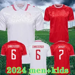 2024デンマークサッカージャージー24 25エリクセンホームレッドアウェイホワイトkjaer hojbjer