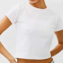 2023 Summer Baby Tee Y2k Crop Tops Shirt Sexy Thin Blank Shirt for Woman 100% Cotton Breathable High Quality Plain T-shirt