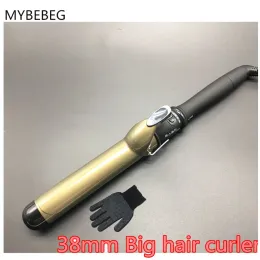 Irons Professional Hair Curler 38 mm Rod Curler US/EU/AU/UK Plug för snabbt curl hår stora vågiga lockar curling järn 110v240v