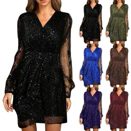 الفساتين غير الرسمية لباس أنيقة للسيدات شبكة صلبة بلون سبع نقاط