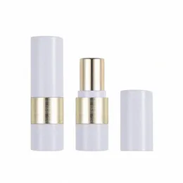 Tubo per rossetto Oro bianco Vuoto 12,1 mm Confezione cosmetica di lusso di alta qualità Bottiglia di riempimento Rotonda magnetica Balsamo per labbra Ctainers G2Y1 #