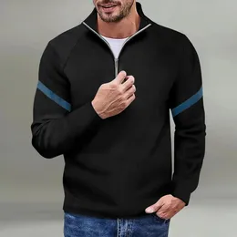 2024 Spring and autumn long sleeve POLO shirt solid color casual T-shirt arm stripe mens top S-3XL 240311