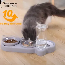 Alimentadores Hoopet 3 tigelas com design elevado para animais de estimação, tigelas de comida para cães e gatos, garrafa de água de 500ML para proteger a coluna do animal de estimação, bebidas e tigelas de comida para gatos