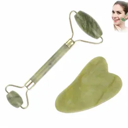 Natural Rose Jade Roller Masaż Gua Sha Board Jade Massager Body Facial Eye Scra Acupunktura twarz WIDN E5YV#