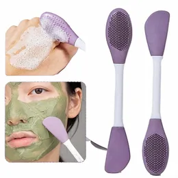 Spazzola per maschera a doppia testa Silice Face W Brush Membrana di fango Raschietto speciale Rivestito Beauty Sal Strumenti per la pulizia del viso g6KL #