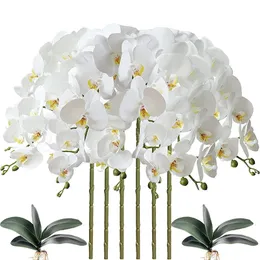 32 بوصة phalaenopsis الزهور 9 رؤساء الزهور الفراشة الاصطناعية نباتات الجذعية للمنزل ديكور 6pcs 240309