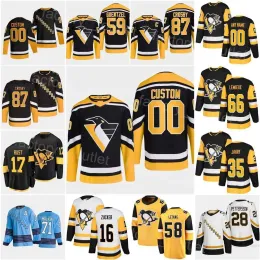 Pittsburgh CUSTOM 2022 Hockey Kris Letang Jersey Bryan Rust Jake Guentzel Evgeni Malkin Sidney Crosby Tristan Jarry Teddy genäht