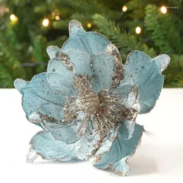 Fiori decorativi 1 pz 22 cm artificiale nordico champagne fiore di Natale modello di simulazione fai da te rosso decorazione dell'albero a più strati