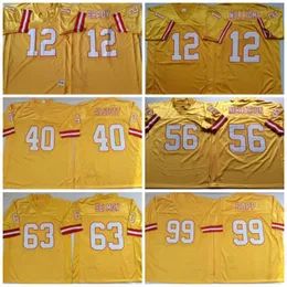 Retro Football 63 Lee Roy Selmon Jersey 99 Warren Sapp 40 Mike Alstott 56 Hardy Nickerson 12 Tom Brady Vintage zszyty 75. rocznica żółta drużyna oddychająca męskie